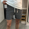 Shorts Men Summer Casual Basketball Sport Fitness Shorts Striped Mid Waist Elastic Drawstring Loose Workout Black Boardshorts