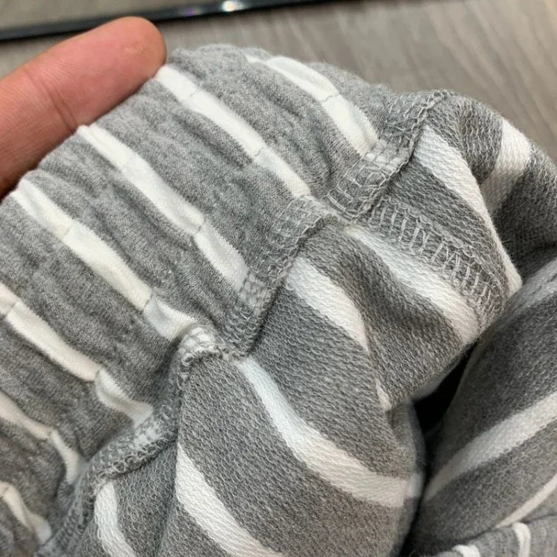 Shorts Men Summer Casual Basketball Sport Fitness Shorts Striped Mid Waist Elastic Drawstring Loose Workout Black Boardshorts